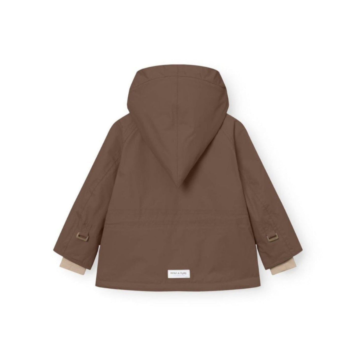 MINI A TURE Matwang fleece-lined chestnut brown baby jacket with hood