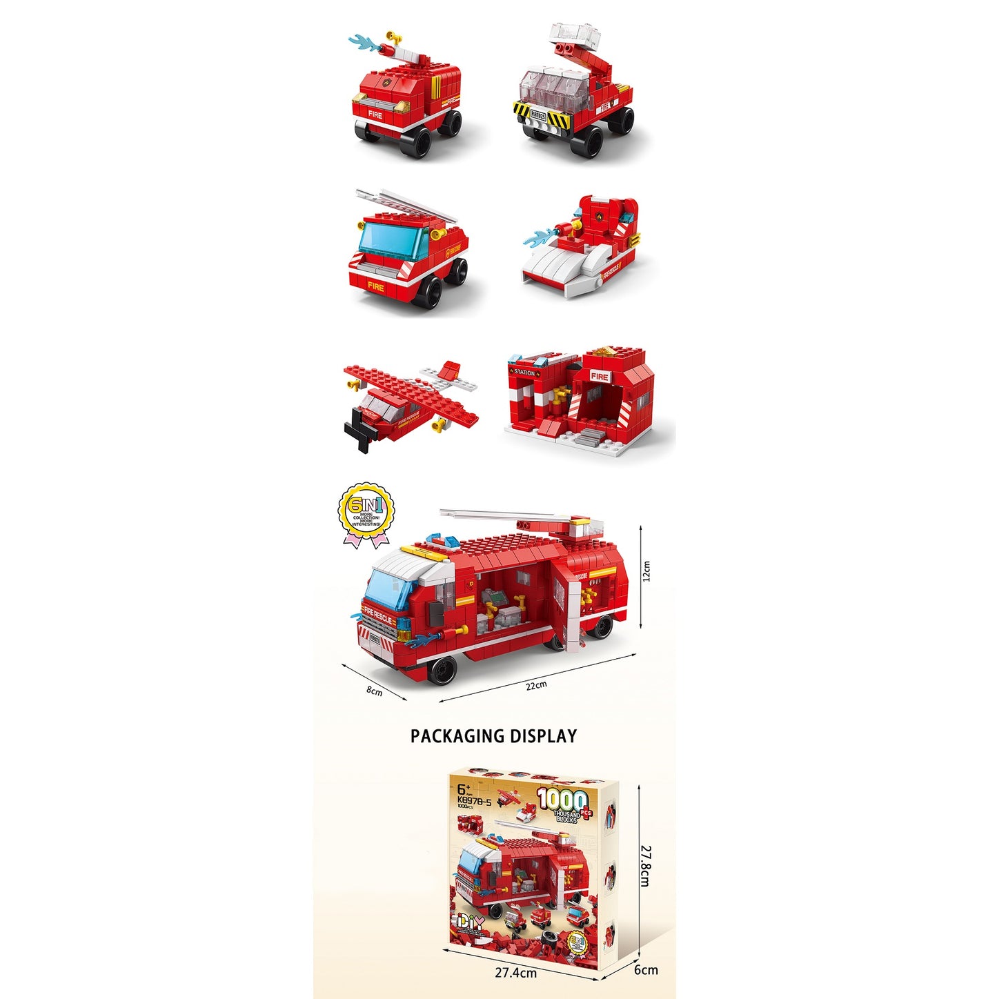 HANDSOME BUILDING BLOCK SERIES FIRETRUCK 1000 PCS - baby enRoute