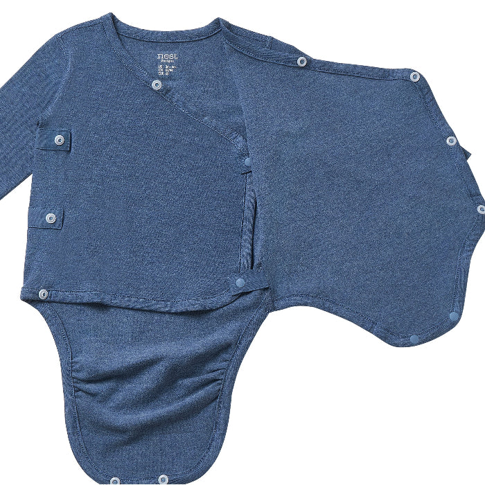 Nest Designs Tanboocel Long Sleeve Kimono Onesie Vintage Indigo