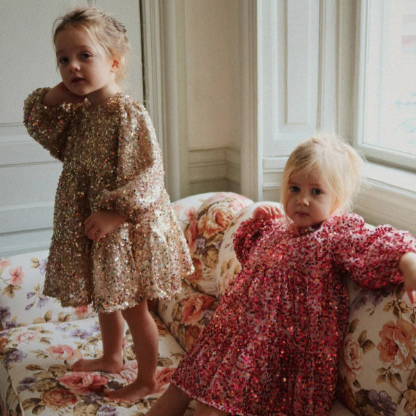 Konges Slojd Lila Sequins Bow Dress Gold Glitter