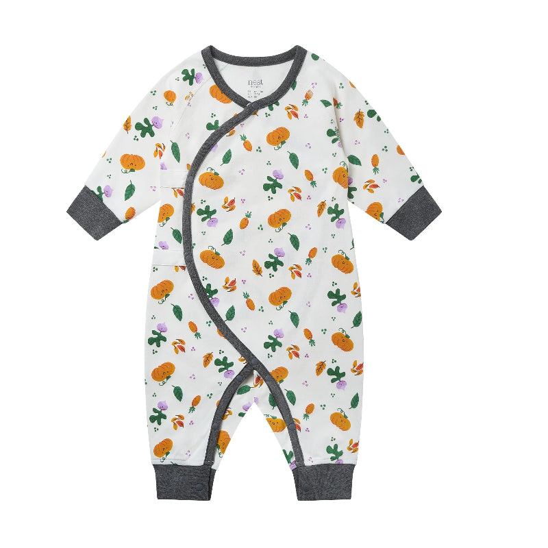 Nest Designs Organic Cotton Long Sleeve Kimono Romper Squish Squash
