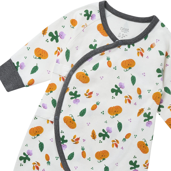 Nest Designs Organic Cotton Long Sleeve Kimono Romper Squish Squash
