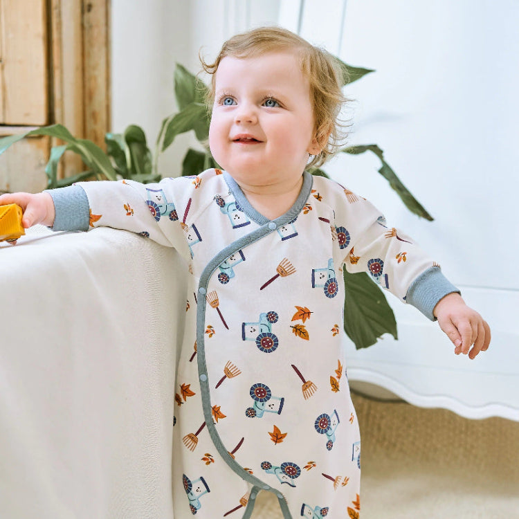 Nest Designs Organic Cotton Long Sleeve Kimono Romper On The Farm