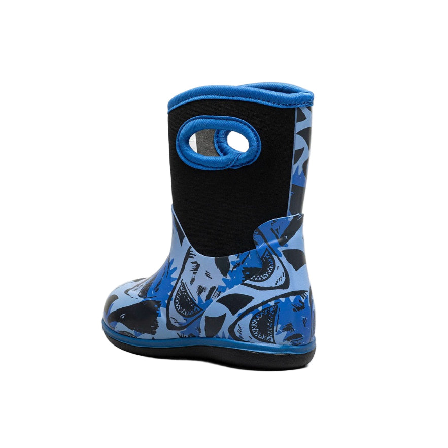 Bogs baby rain boots blue shark print