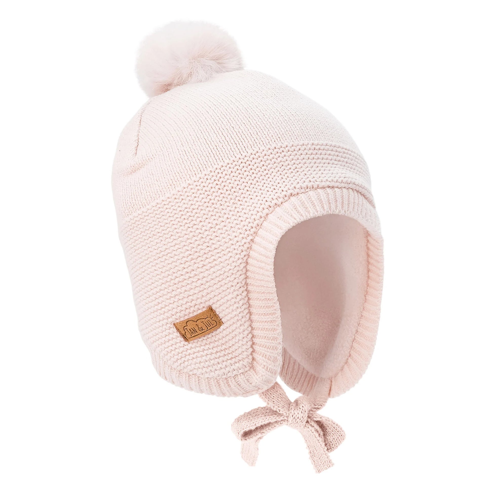 Jan & Jul Kids Pom-Pom Knit Hats Light Pink