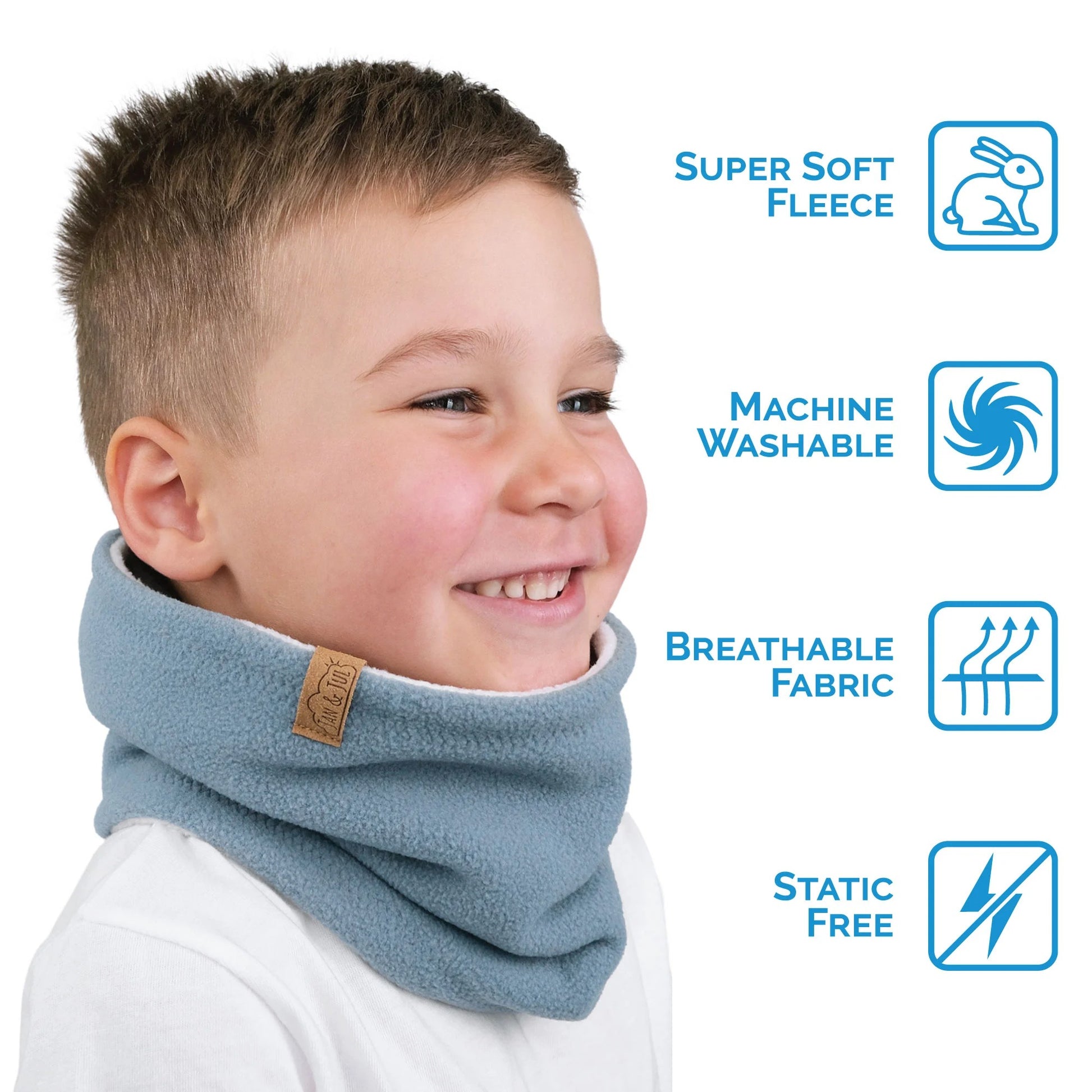Jan & Jul Kids Fleece Neck Warmer One Size Stormy Blue