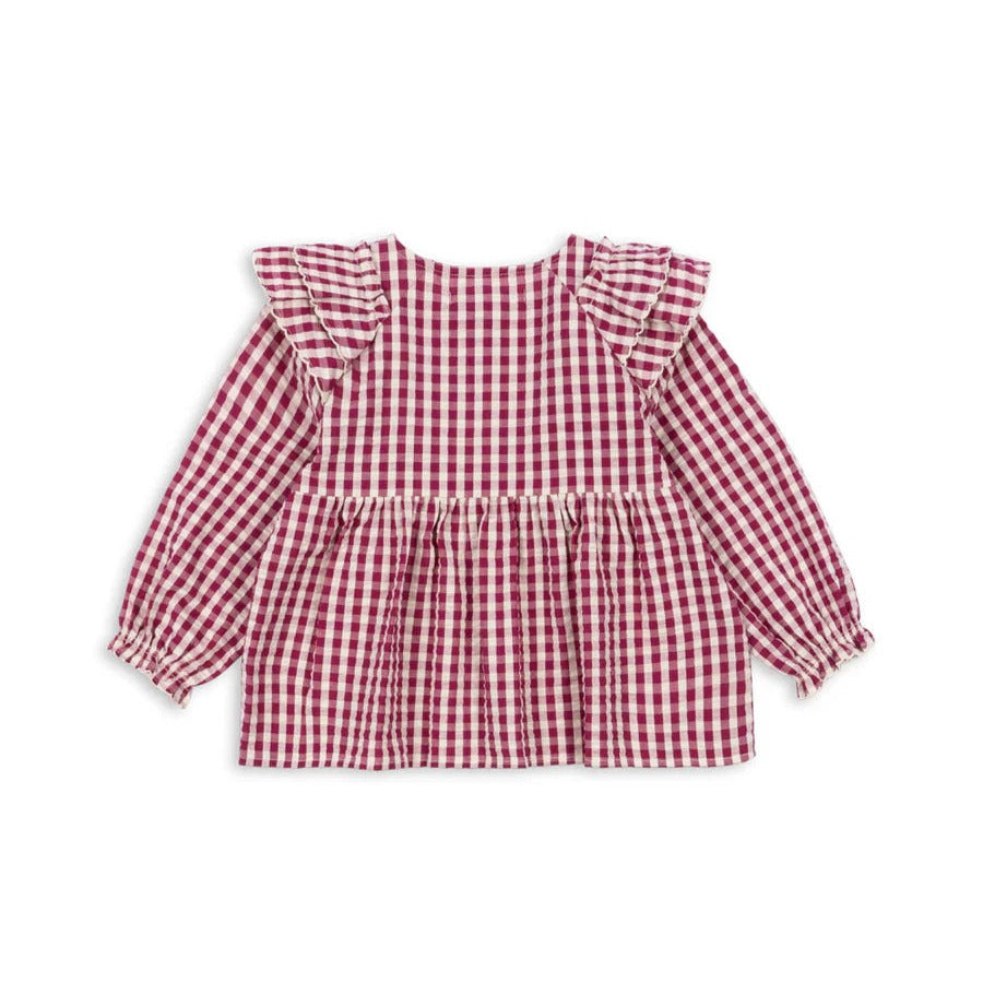 Konges Slojd Kim Frill Blouse Sangria Butter Check