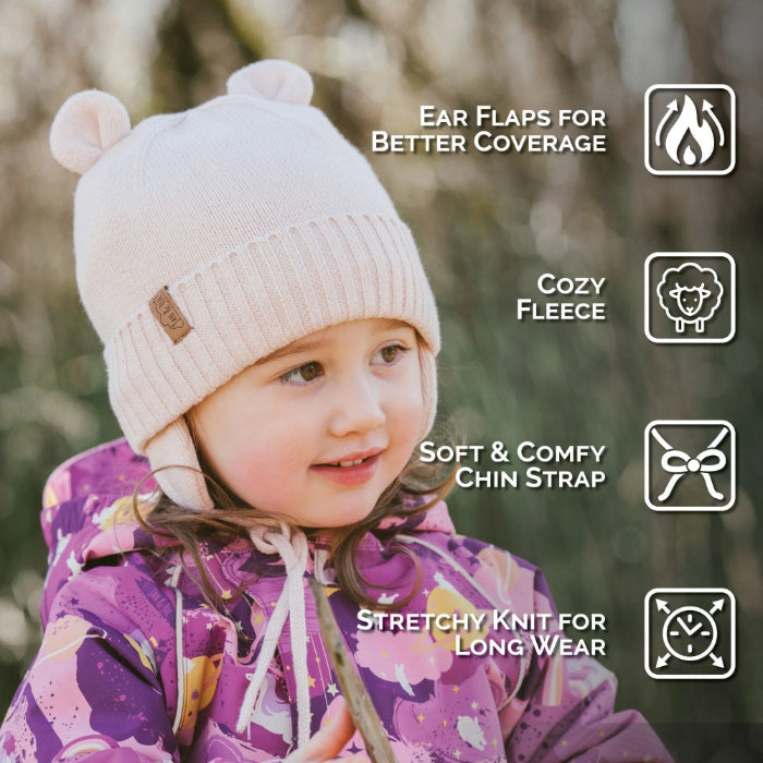 Jan & Jul Kids Bear Knit Hats Light Pink