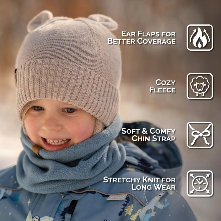 Jan & Jul Kids Bear Knit Hats Wheat Field