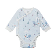 Nest Designs Organic Cotton Long Sleeve Kimono Onesie Snowy Snuggles