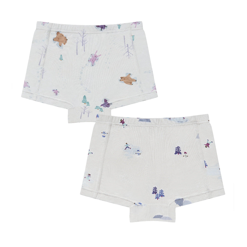 Nest Designs Bamboo Girls Boy Short Underwear (2 Pack) Snow Buddies