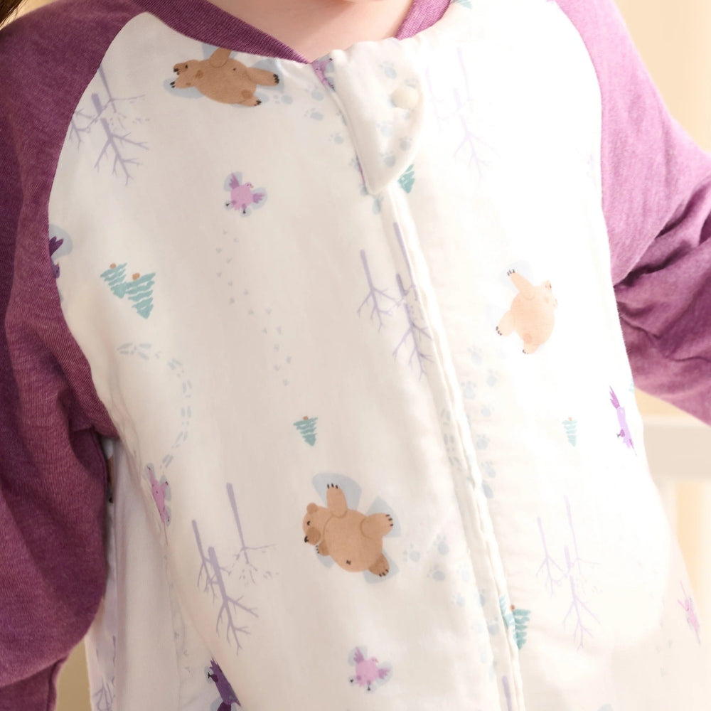 Nest Designs Bamboo Long Sleeve Footed Sleep Bag 1.0 Tog Snow Angels