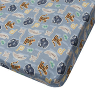 Loulou Lollipop Muslin Fitted Crib Sheet Jungle Friends