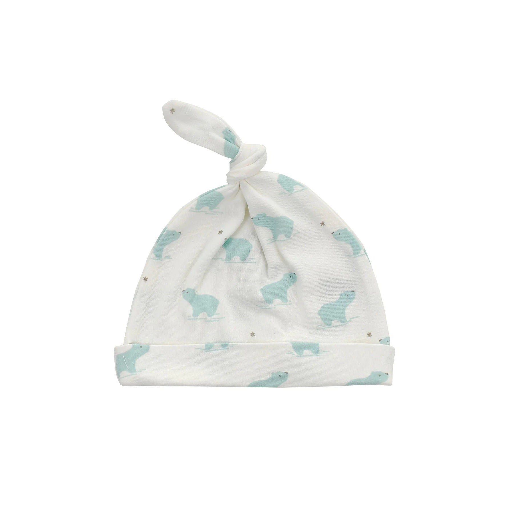 Silkberry Baby Organic Cotton Knot Hat Arctic Blue Bear Print