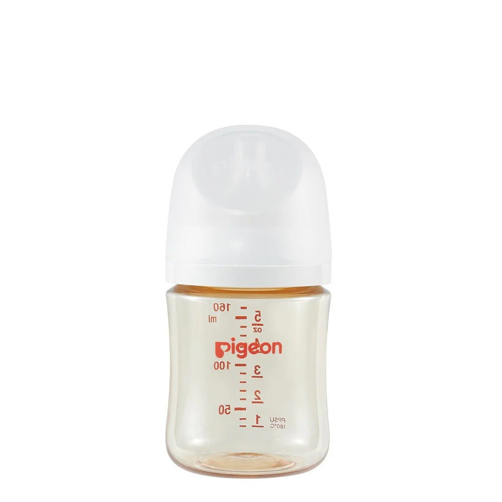 Pigeon PPSU Bottle 5oz with SS Nipple for 0M+, clear bottle with red measurement marks