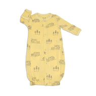 Silkberry Baby Bamboo Gown Matching Color Neck Binding Off Road Print