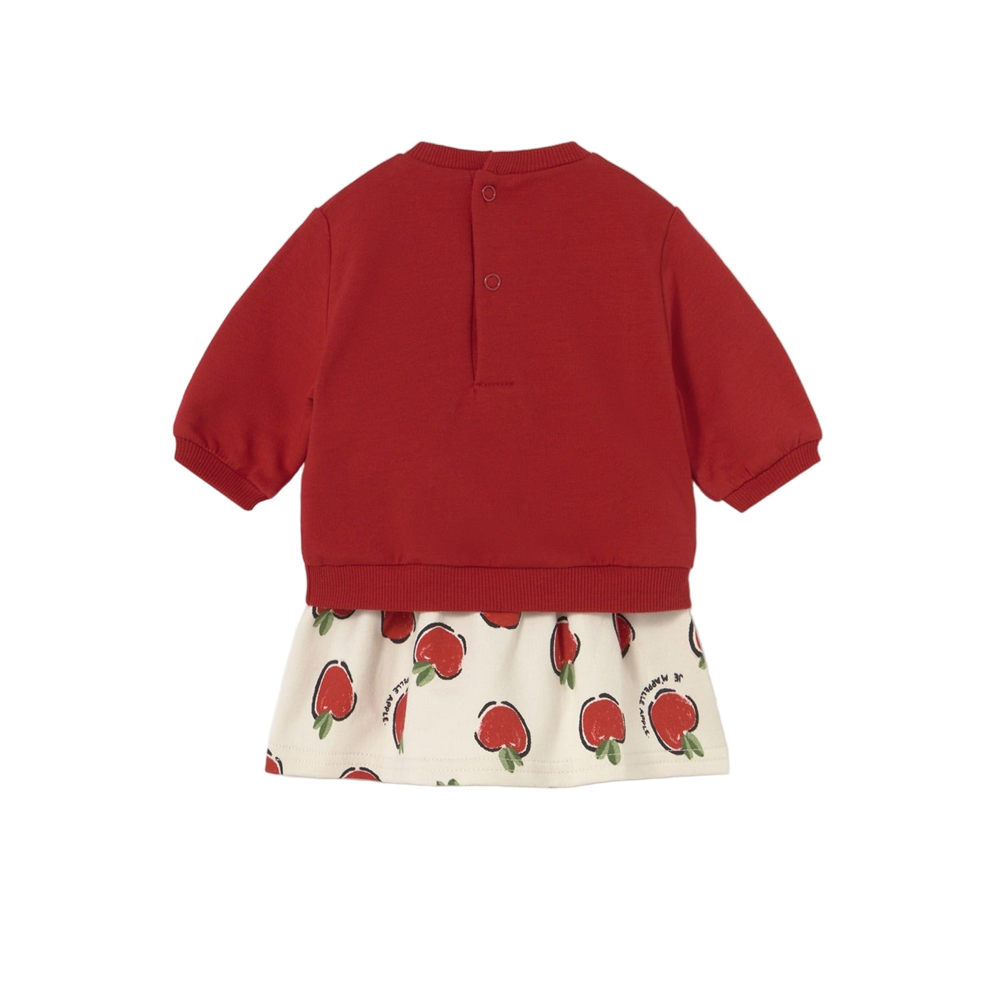 knit set two-piece red sweater and cherry print skirt