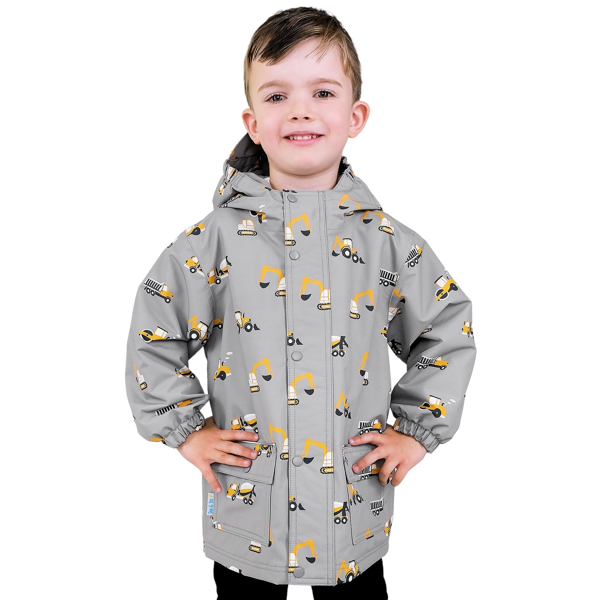 Jan & Jul Waterproof Cozy Dry Rain Jacket Grey Construction