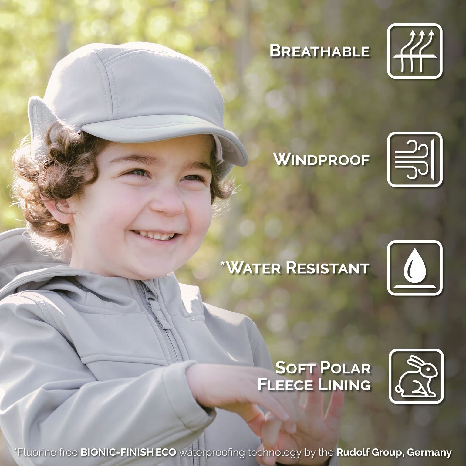 Jan & Jul Kids Water Resistant Softshell Cap Grey