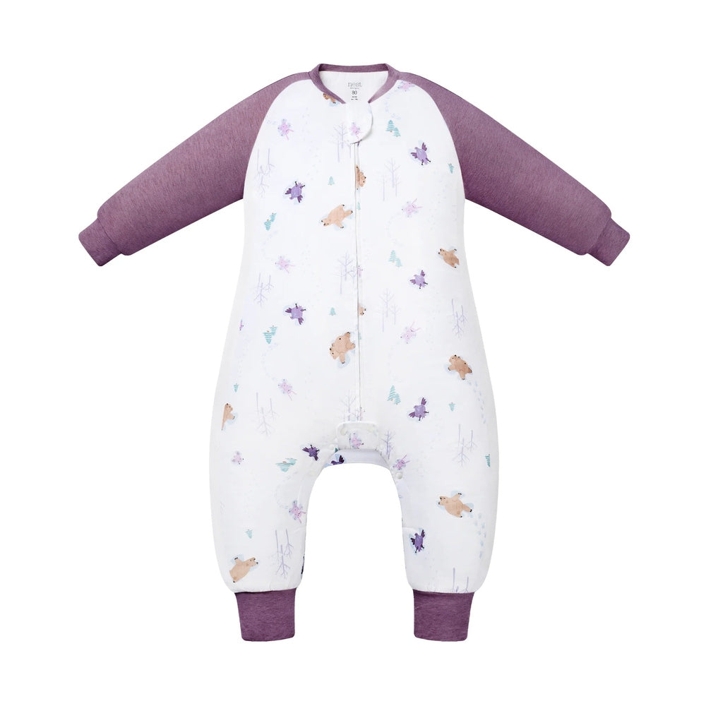 Nest Designs Bamboo Long Sleeve Footed Sleep Bag 1.0 Tog Snow Angels