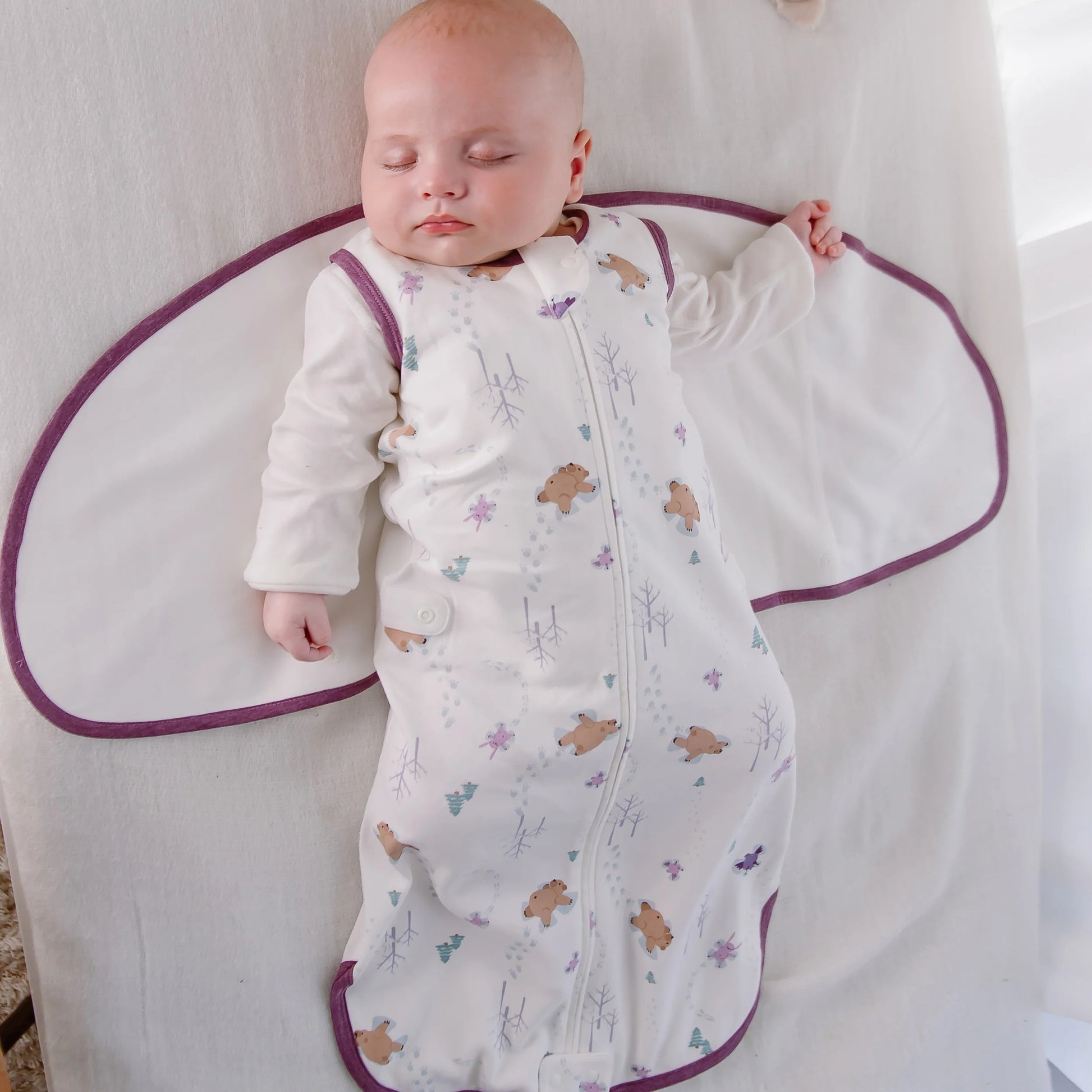 Nest Designs Organic Cotton Startle Stop Sleep Bag 0.5 Tog Snow Angels