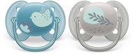 Philips Avent Ultra Soft Pacifier 2 Pack Blue Dove & Silver Leaf (6-18M)