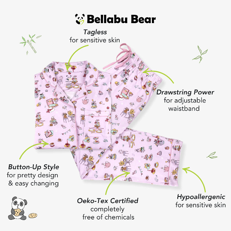 Bellabu Bear Bamboo Women's Pajama Set Tea Party