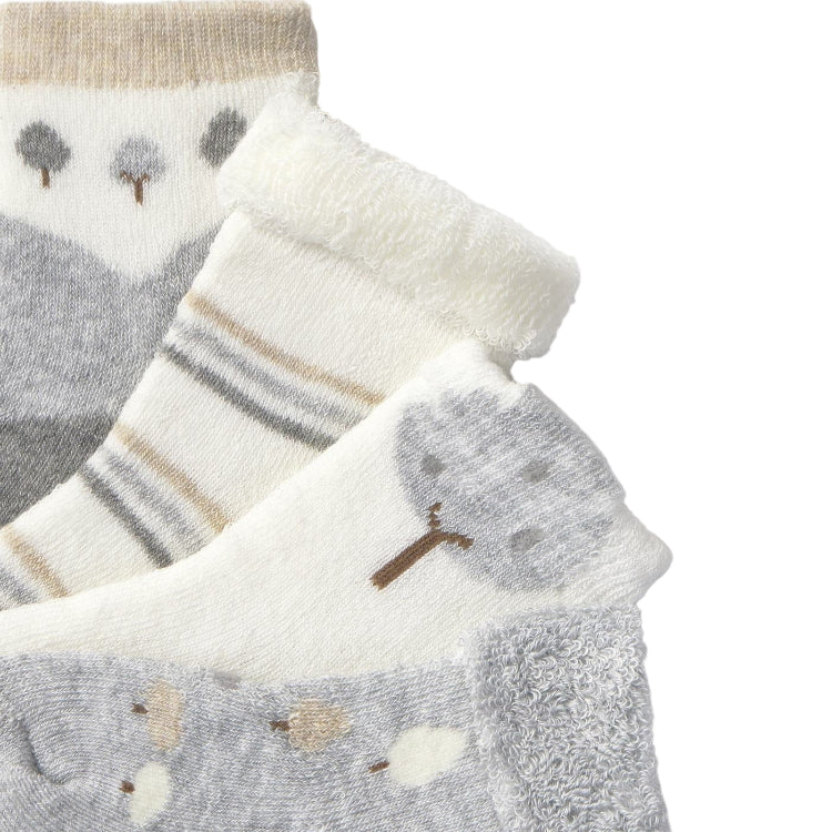 Mayoral newborn 4-pack socks with striped and animal patterns