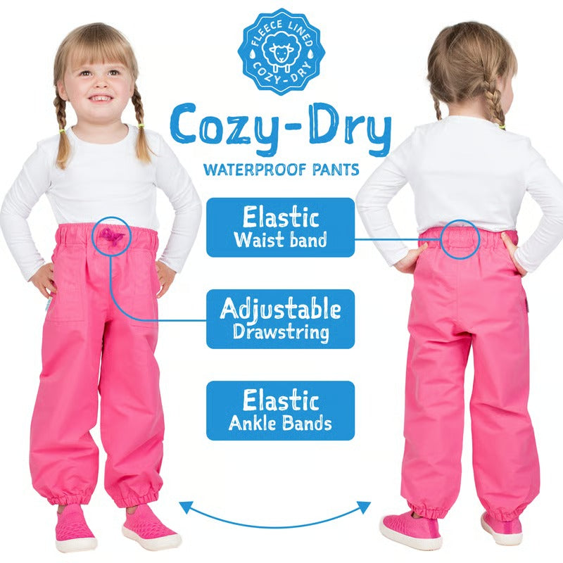 Jan & Jul Waterproof Cozy Dry Rain Pants Pink Forest