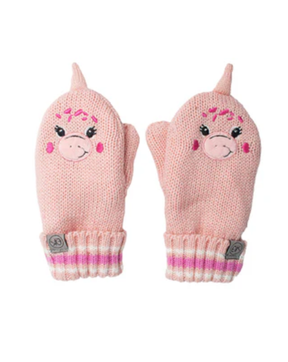 Flapjackkids Baby Knitted Mittens Dino Pink