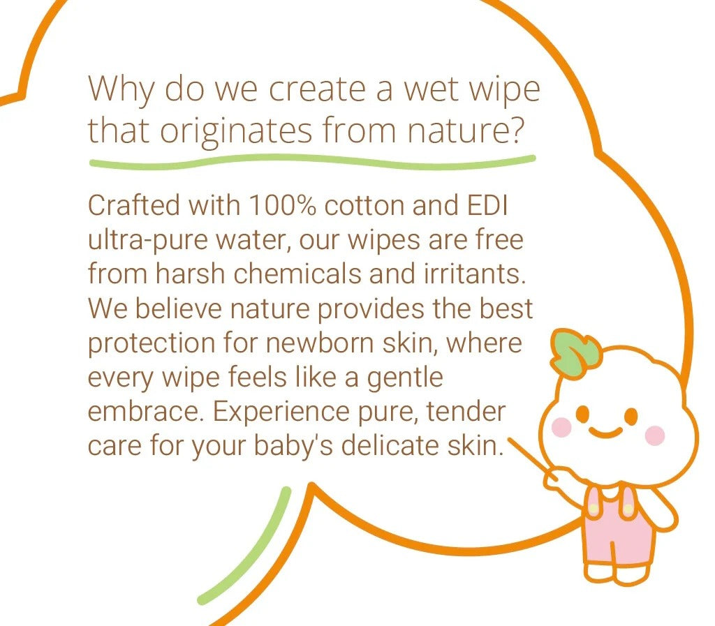 Purcotton Cotton Baby Wet Wipes 20 Sheets