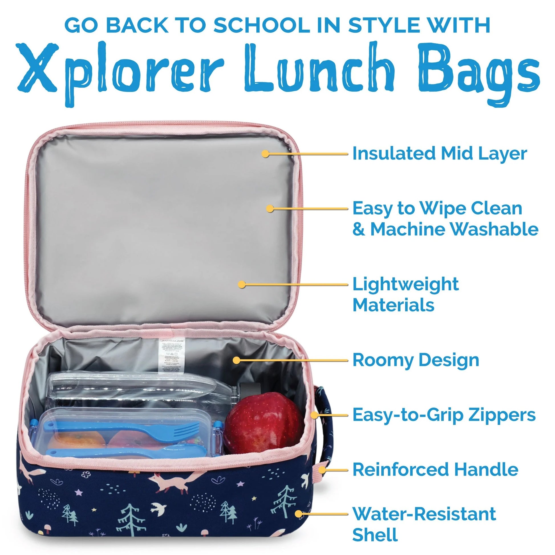 Jan & Jul Kids Lunch Bag Navy Forest
