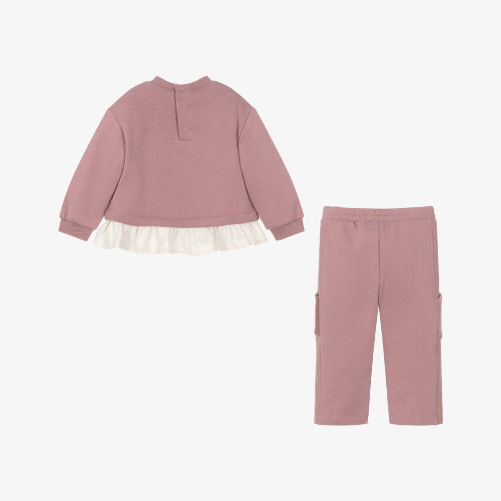 Mayoral teddy bear tracksuit orchid two-piece set with pink top and pants