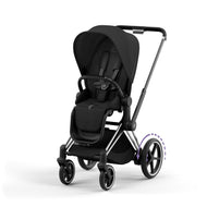 CYBEX e-Priam Chrome Frame/Deep Black Seat Pack + Lux Carry Cot Sepia Black Saving Bundle