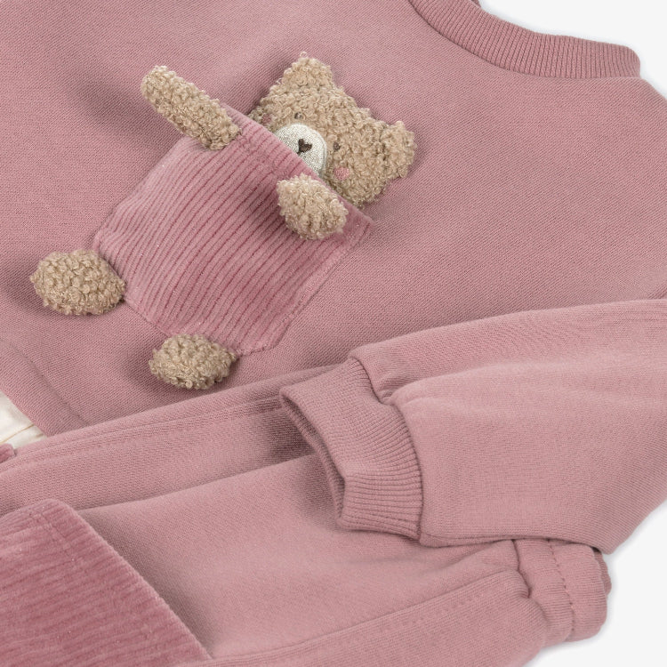 Mayoral teddy bear tracksuit orchid with plush bear pocket