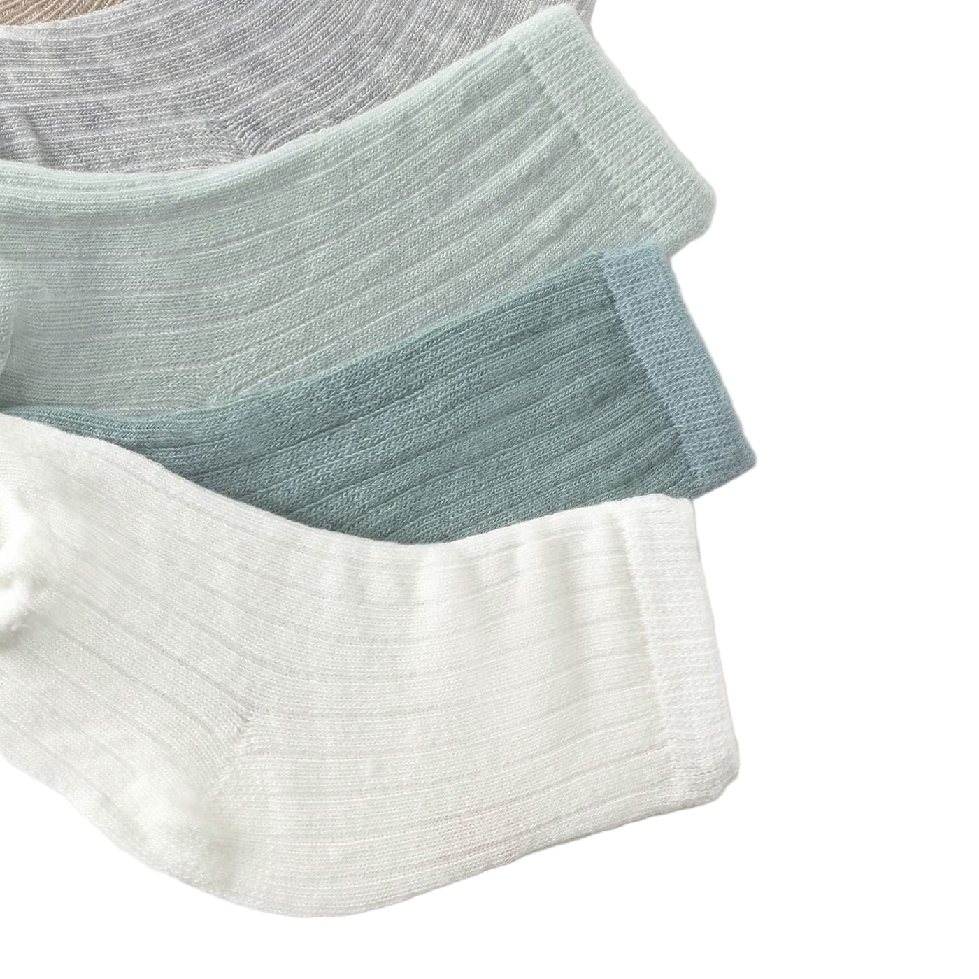 Mayoral newborn socks white blue teal ribbed knit 3 shown