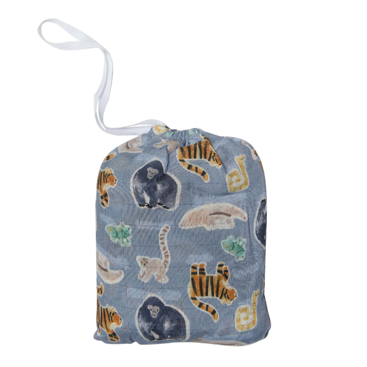 Loulou Lollipop Muslin Fitted Crib Sheet Jungle Friends