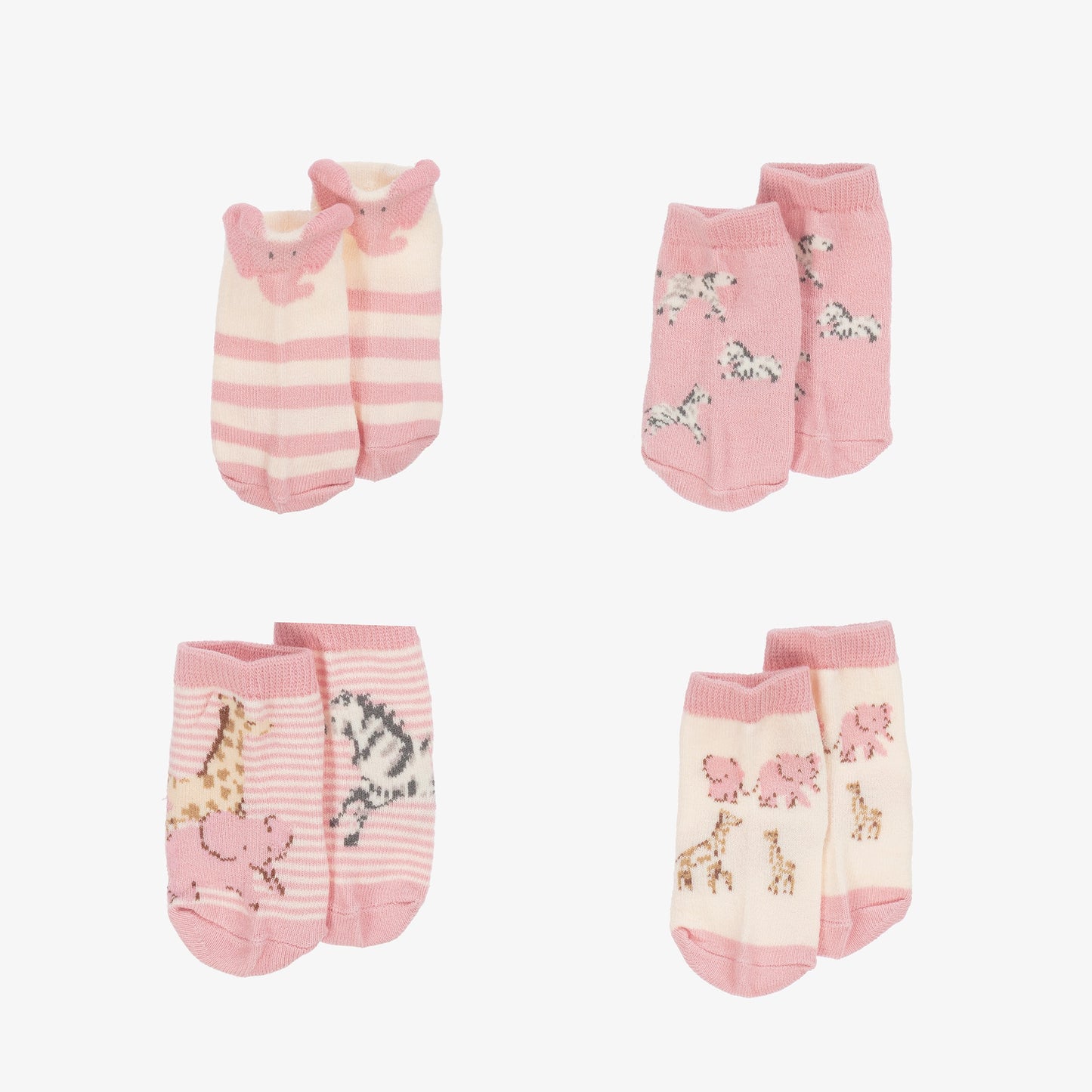 Mayoral newborn socks 4-pack pink with animal patterns