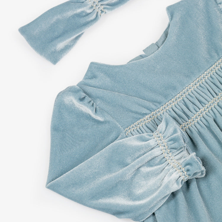Mayoral Velvet Dress Set Blue Bell