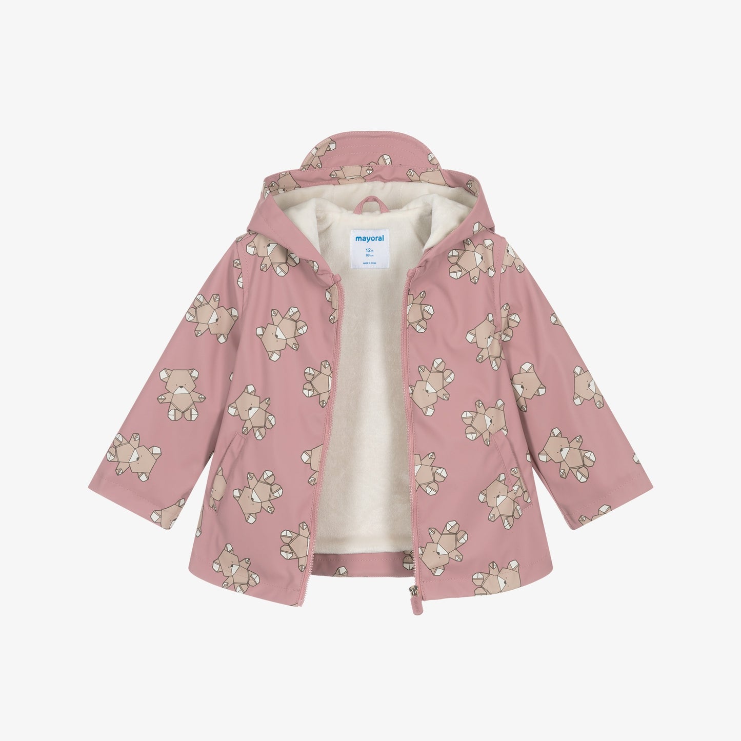 Mayoral teddy bear raincoat pink with bear print