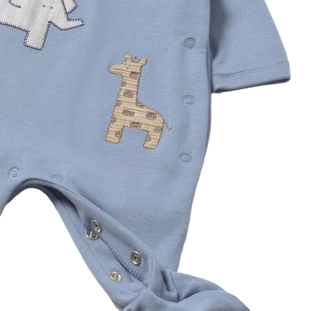 Mayoral bodysuit blue with beige giraffe embroidery