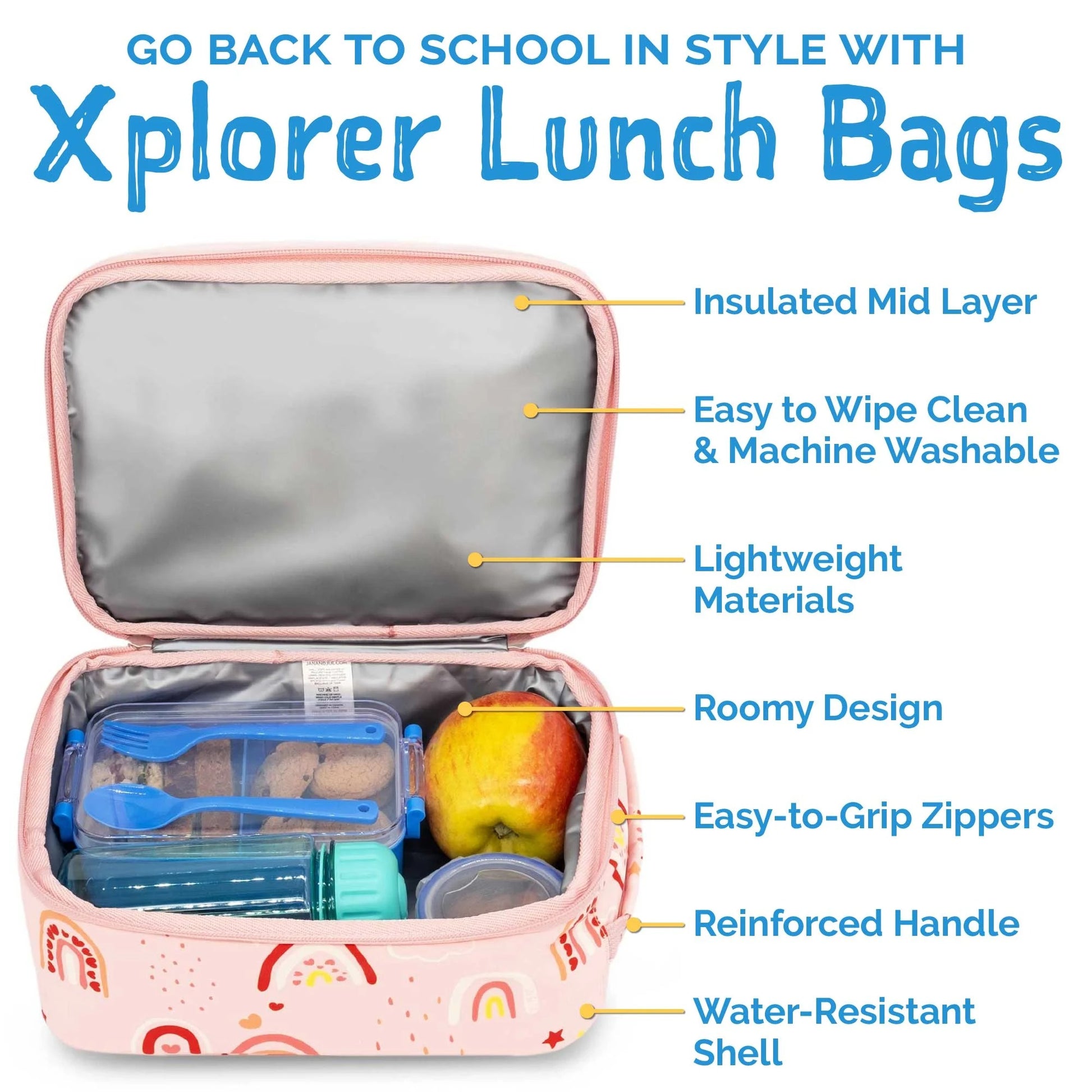 Jan & Jul Kids Lunch Bag Pink Rainbow
