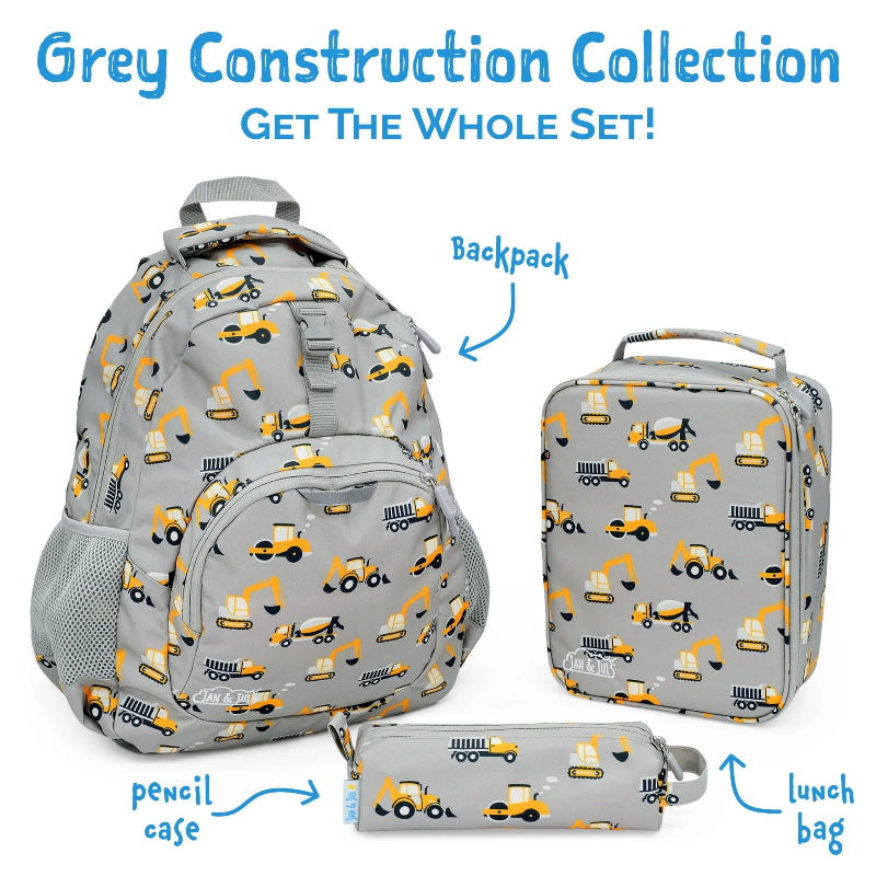 Jan & Jul Kids Lunch Bag Grey Construction