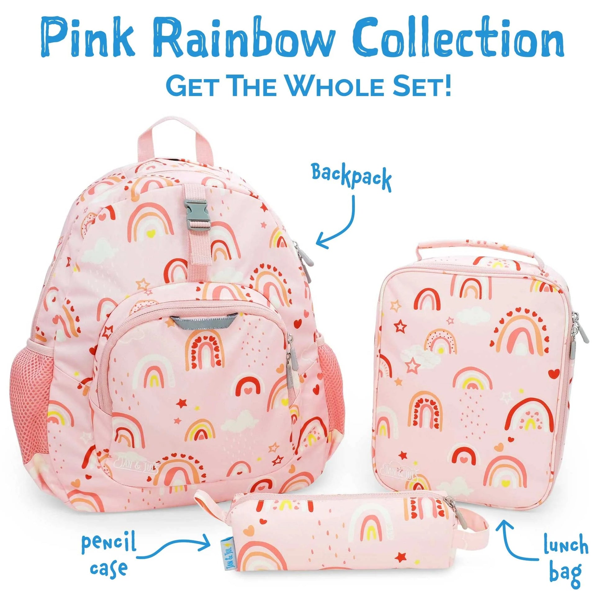 Jan & Jul Kids Pencil Case Pink Rainbow