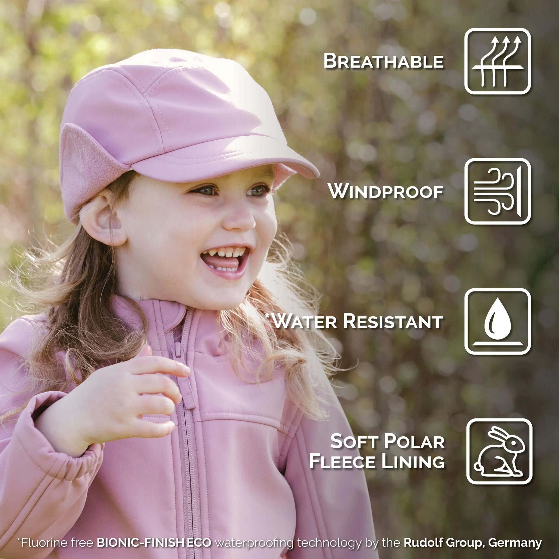 Jan & Jul Kids Water Resistant Softshell Cap Dusty Rose