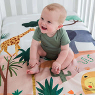 ROOKIE HUMANS COTTON SATEEN CRIB SHEET IN THE SAVANNA