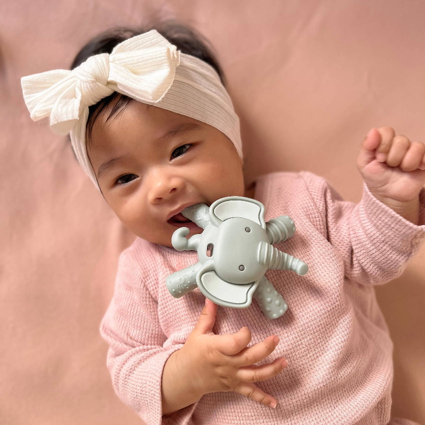 Itzy Ritzy baby molar teether, elephant shape, light grey