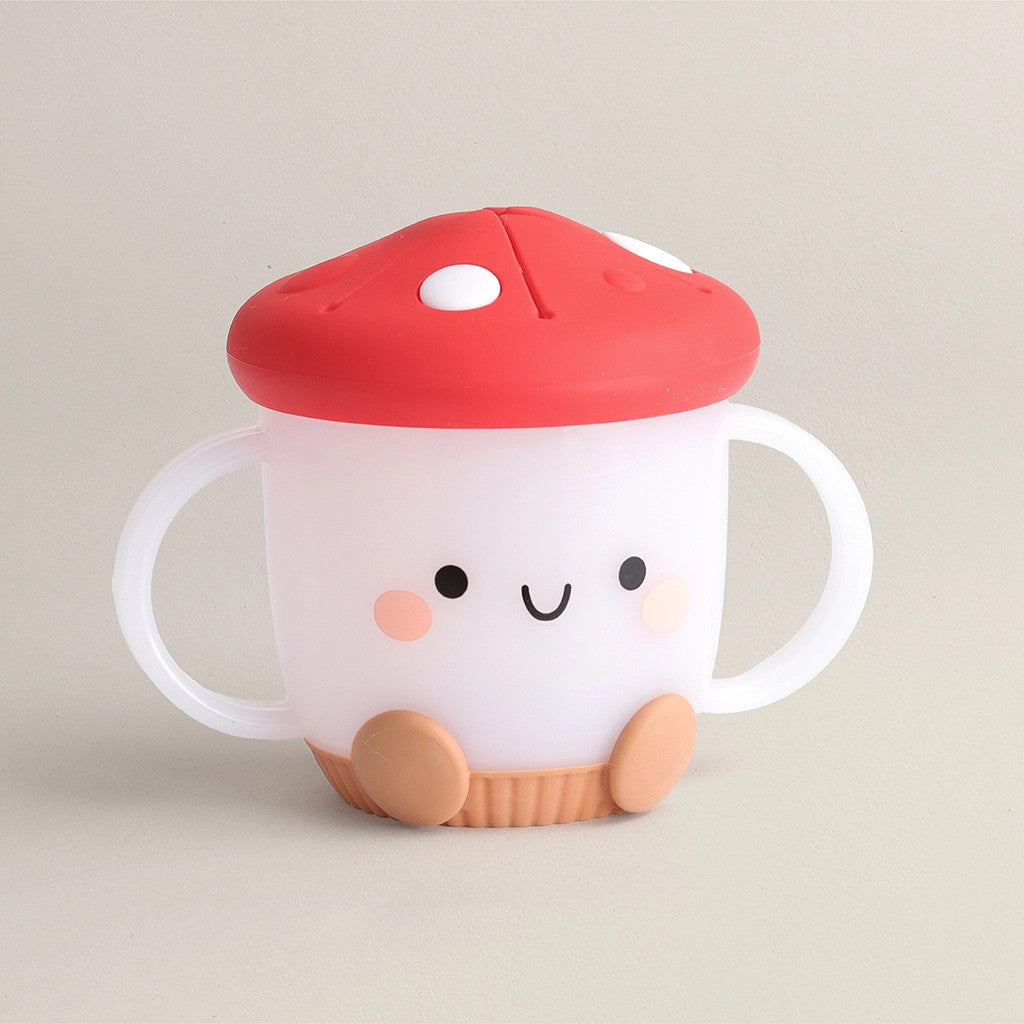 Itzy Ritzy snack cup with red lid and white body
