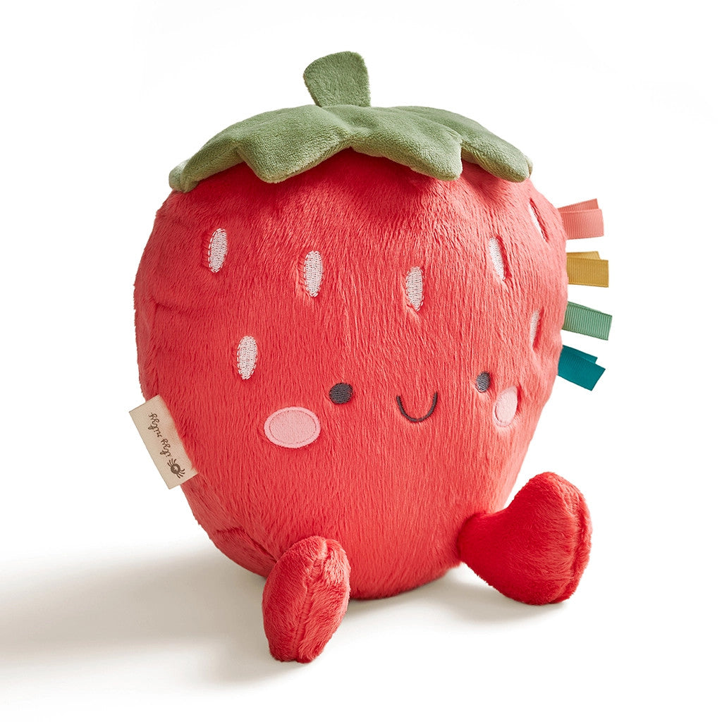 Itzy Ritzy Sweetie Snuggles plush strawberry red with green leaf