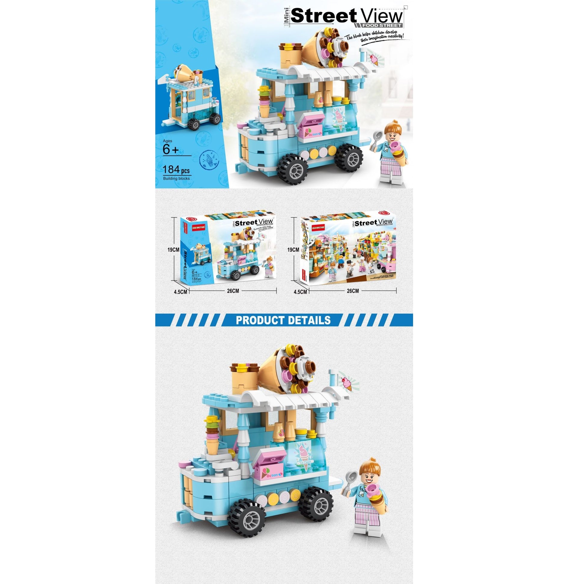 Handsome Building Block Series Ice Cream Stall 184pcs
